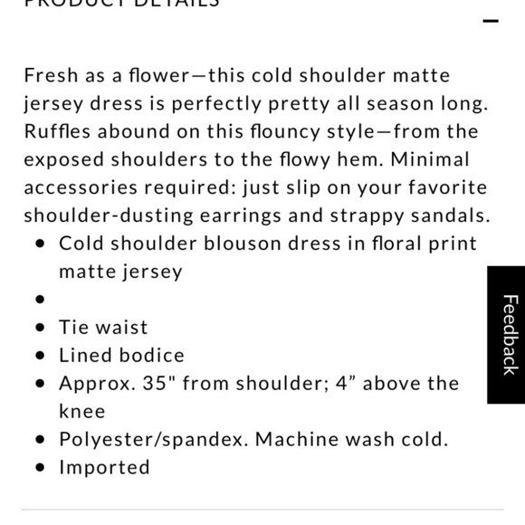 {WHBM} Cold Shoulder Floral Blouson Dress - Picture 10 of 10